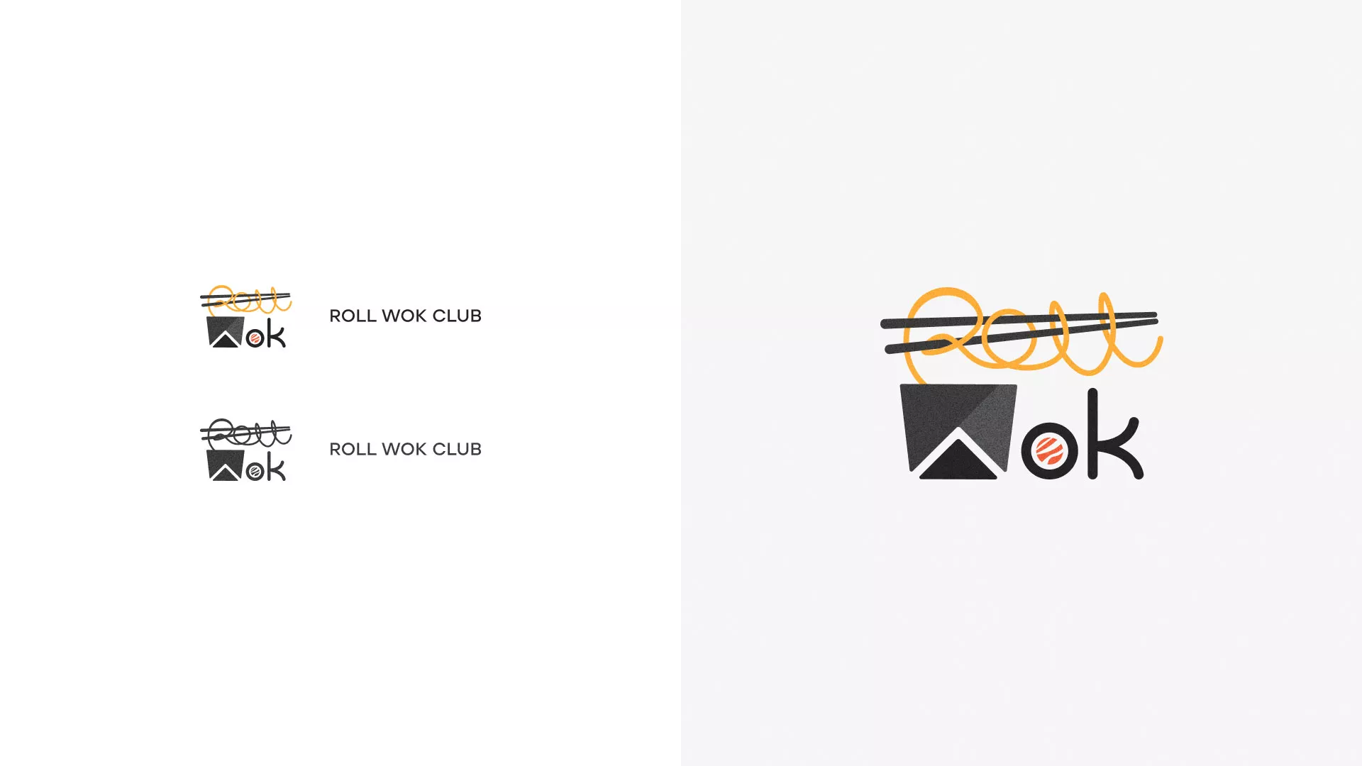 Разработка логотипа суши-бара «Roll Wok Club» в Ревде