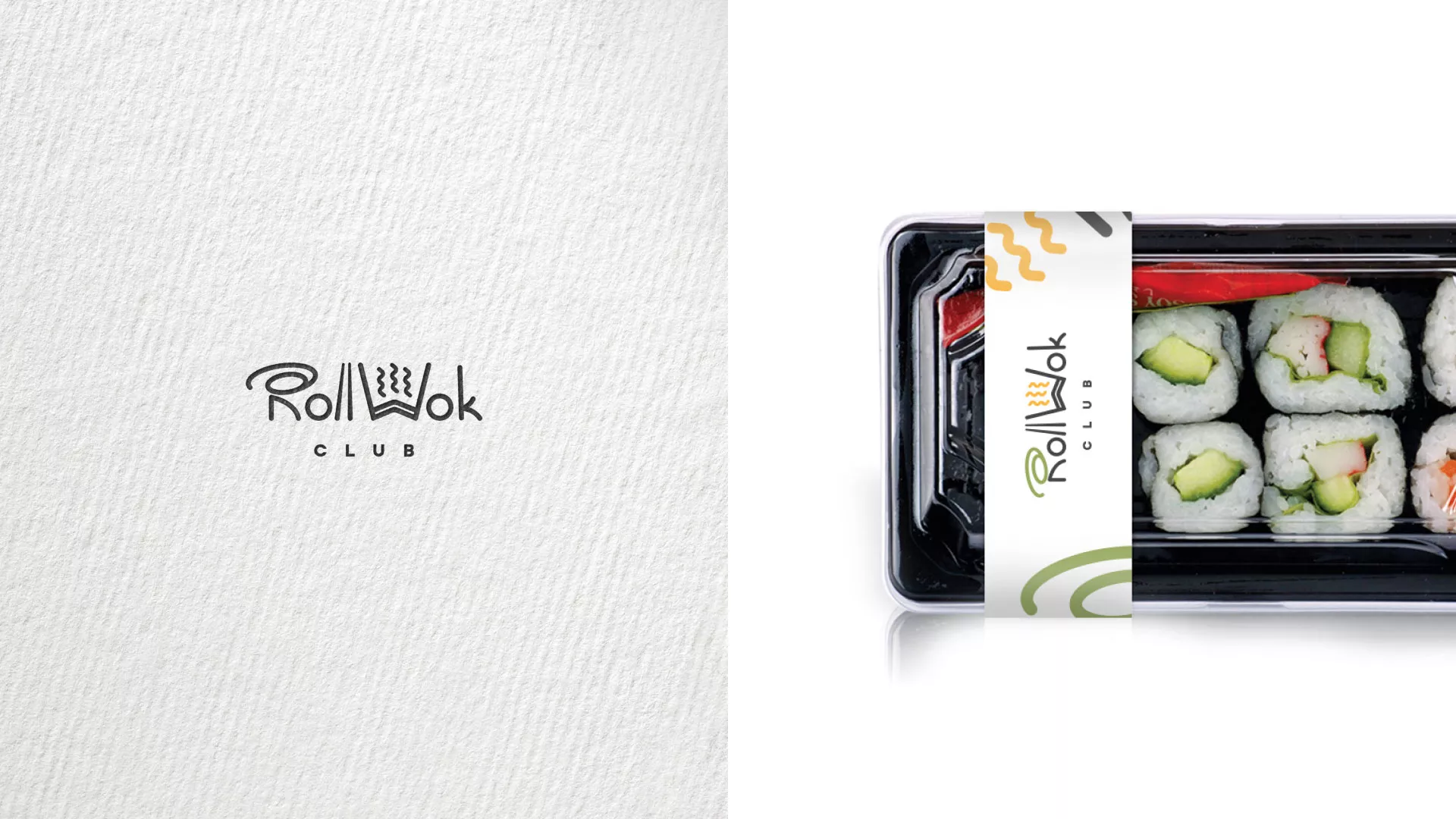 Разработка наклеек для суши-бара «Roll Wok Club» в Ревде